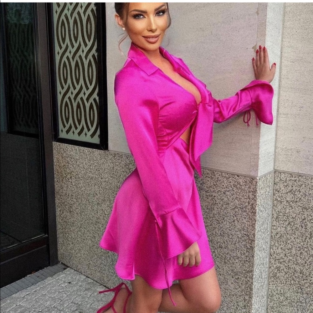 Zara fuchsia pink  large knot dress